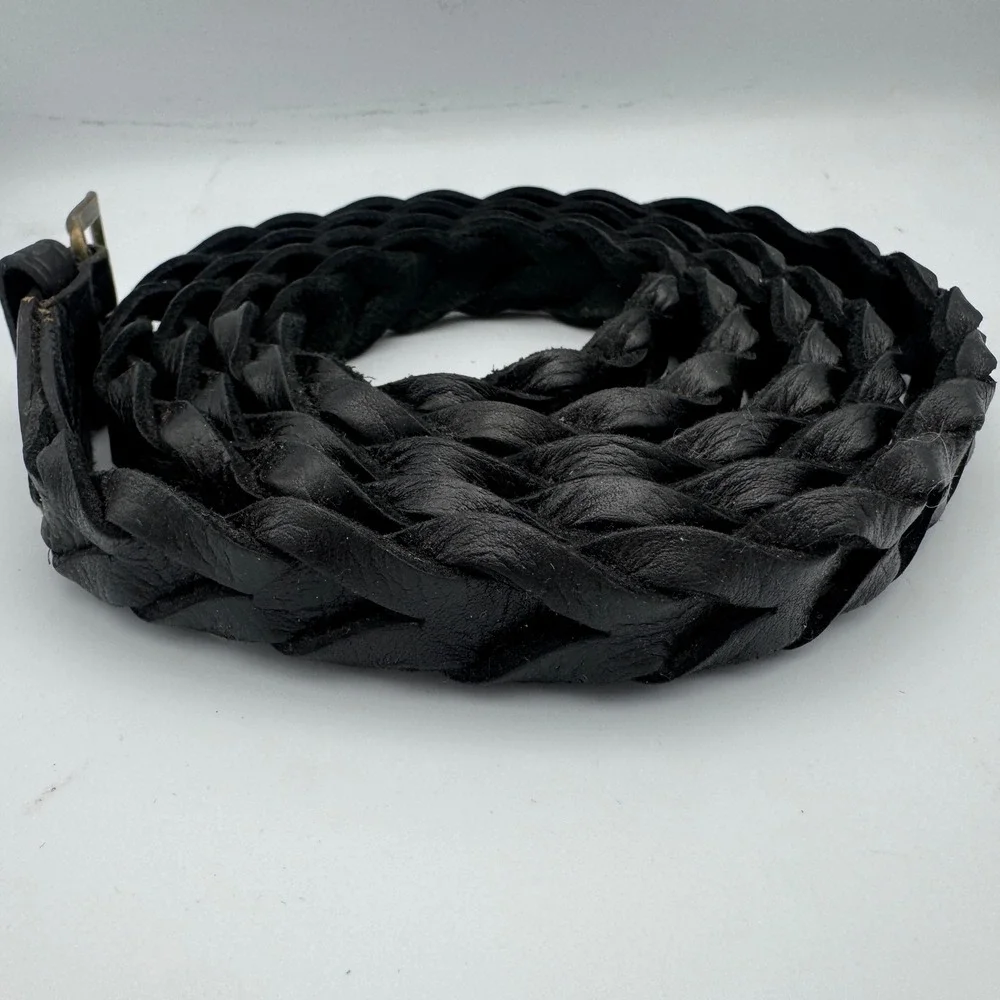 Vtg Motif 56 Braided Genuine Leather Belt Morocco Mens Big & Tall Size 60 66 in